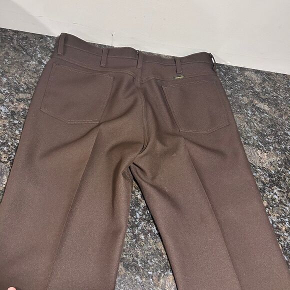 Vintage Wrangler Polyester Cowboy Western Pants Brown 36 x 32 - Picture 3 of 6